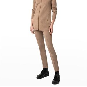 Akris Punto Mara Stretch Jersey Pant with Front Seam Tan